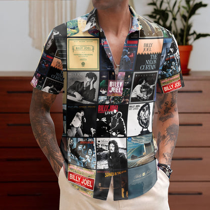 Billy Joel Hawaiian Shirt – Album Cover Collage Classic Rock Summer Button Up