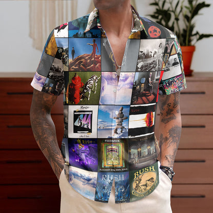 Rush Hawaiian Shirt – Album Cover Collage Progressive Rock Summer Button Up