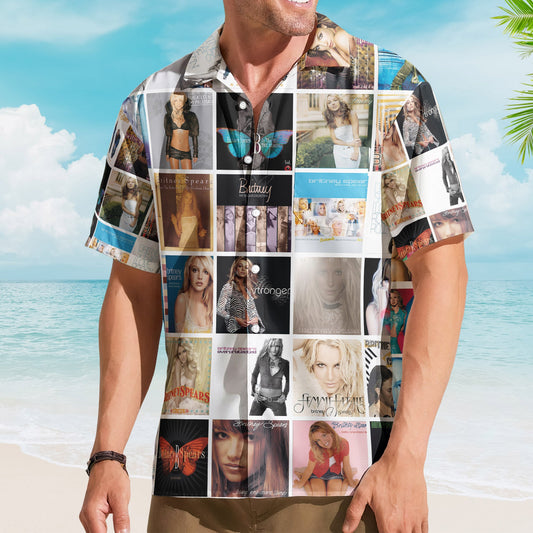Britney Spears Album Collage Hawaiian Shirt – Pop Star Fan Shirt