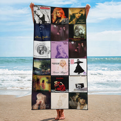 Stevie Nicks 1 Beach Towel – Album Cover Collage Classic Rock Towel