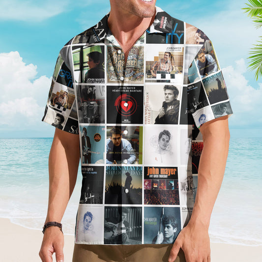 John Mayer Album Collage Hawaiian Shirt –  Pop Rock Music Fan Shirt