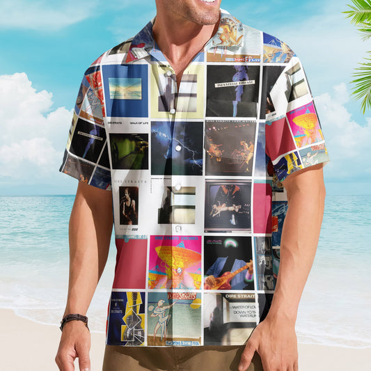 Dire Straits Album Collage Hawaiian Shirt –  Rock Music Band Fan Shirt
