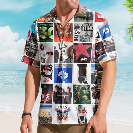 INXS Album Collage Hawaiian Shirt –  Rock Music Band Fan Shirt
