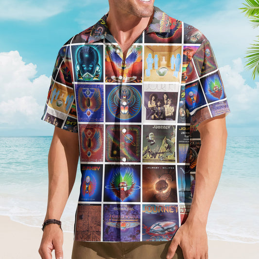 Journey Band Album Collage Hawaiian Shirt –  Rock Music Band Fan Shirt