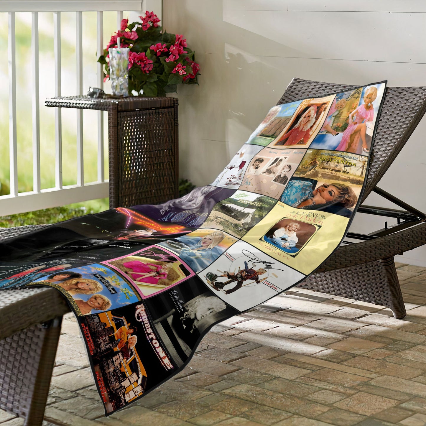 Dolly Parton Beach Towel – Album Cover Collage Country Music Towel