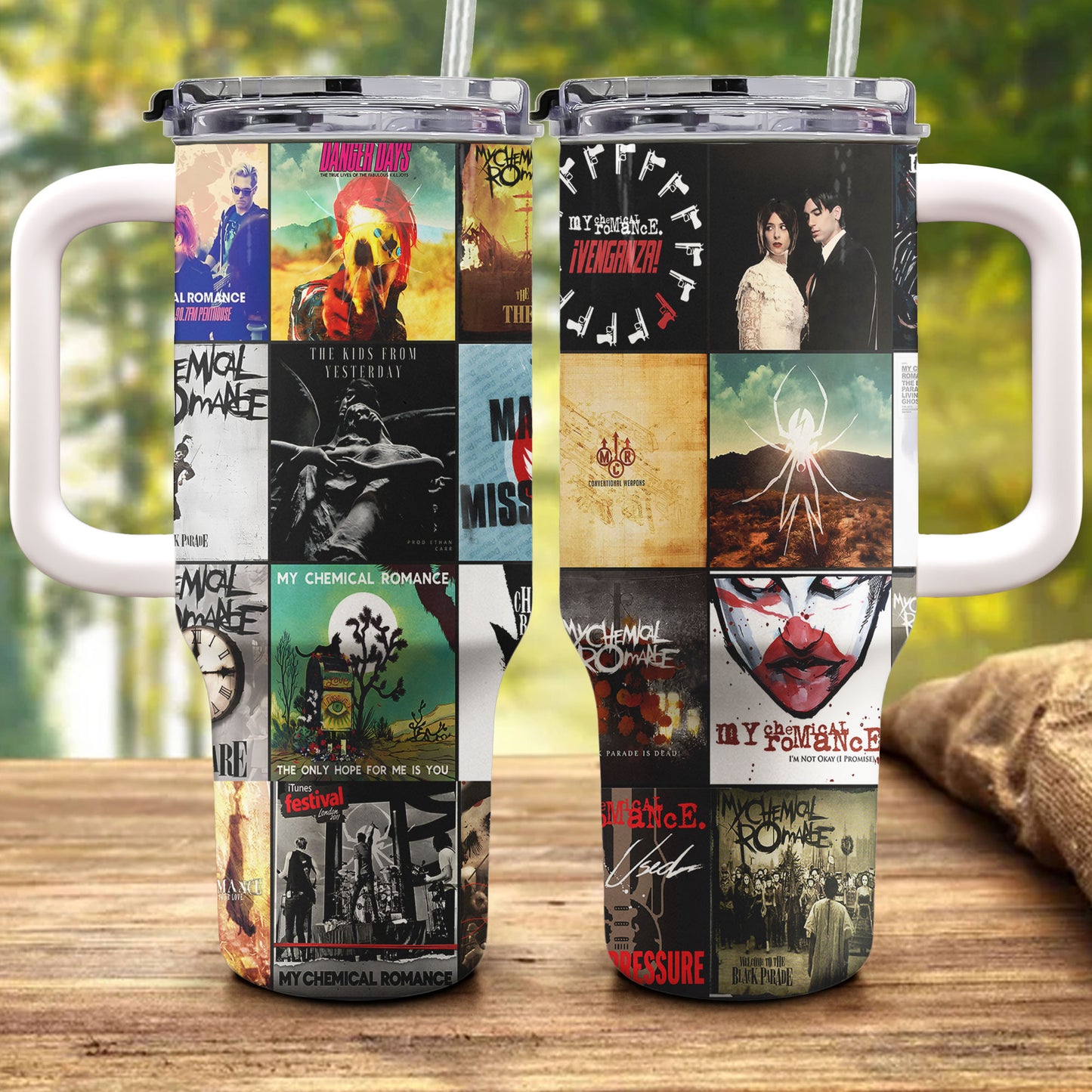My Chemical Romance Album Collage Tumbler – Emo Rock Nostalgia of a Generation
