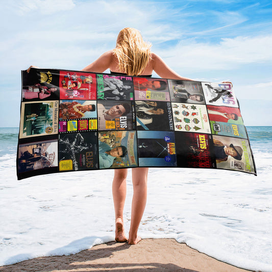 Elvis Presley Beach Towel – Album Cover Collage Rock & Roll Towel