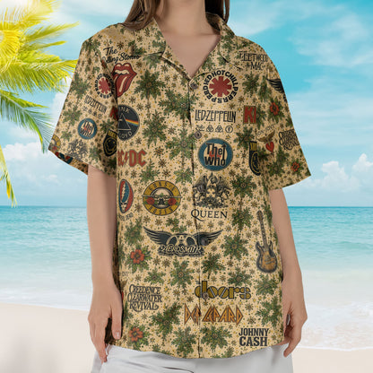 Vintage Rock Legends Tropical Hawaiian Shirt – Classic Band Collage Edition