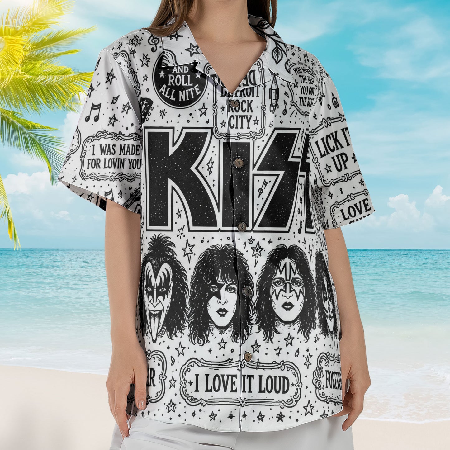 KISS Hawaiian Shirt – Rock and Roll All Nite All Over Print Aloha Shirt