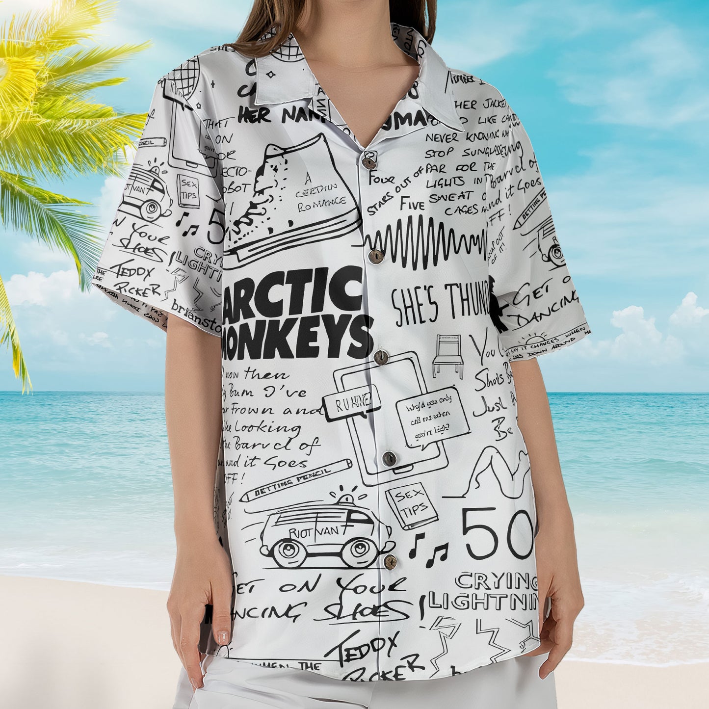 Arctic Monkeys Doodle Sketch Tropical Shirt – Signature Album Inspired Hawaiian Shirt