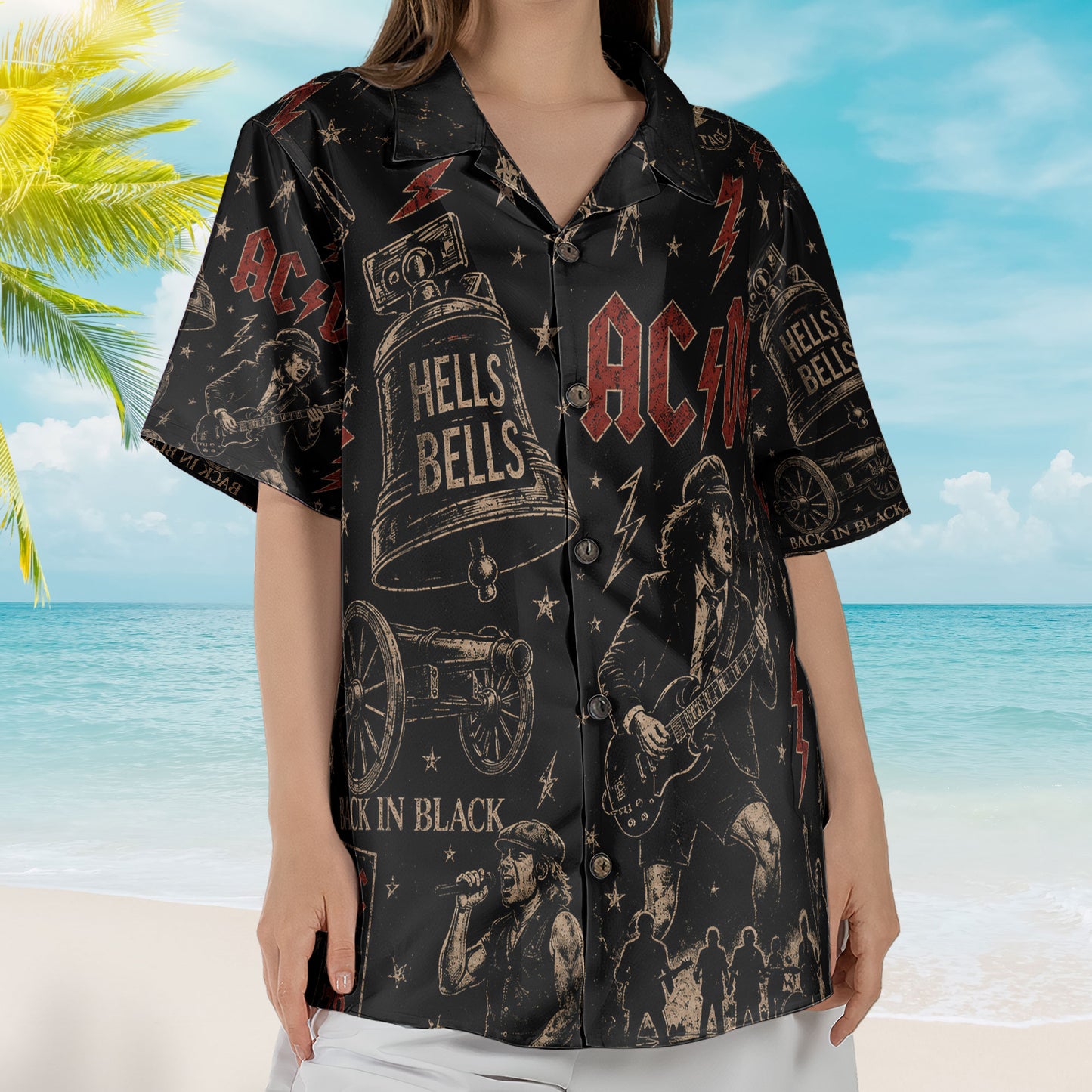 AC/DC Hawaiian Shirt – Angus Young Classic Rock Fan Gift Hard Rock Legend Beach Shirt