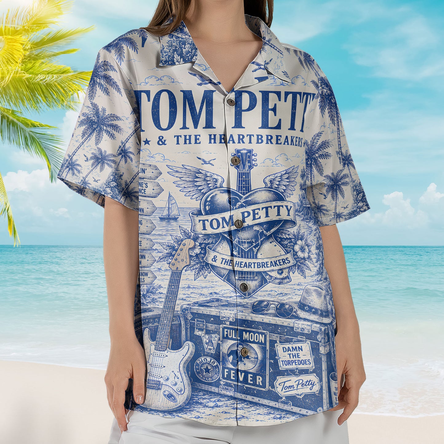 Tom Petty And The Heartbreakers Hawaiian Shirt – Unisex Blueprint Button Up
