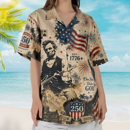 Patriotic Abraham Lincoln Hawaiian Shirt – Unisex 4th of July American Flag Button Up