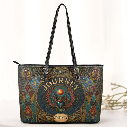 Journey Handbag, Tote Bag and Wallet Set, Stained Glass Scarab Design, Don't Stop Believin' Classic Rock Fan Gift