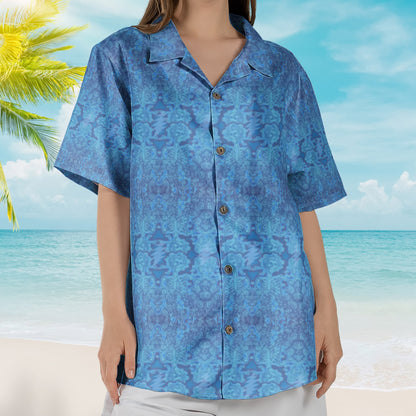 Viola Lee Blues Skull & Roses Woodcut Grateful Dead Hawaiian Shirt – Retro Music Album Art Inspired Shirt