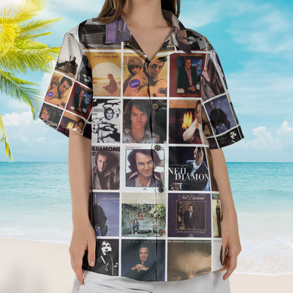 Neil Diamond Album Collage Hawaiian Shirt –  Pop Rock Music Fan Shirt