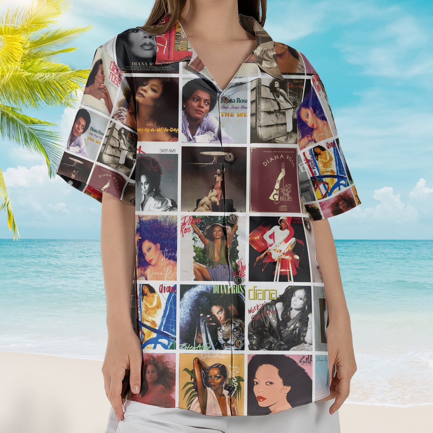 Diana Ross Album Collage Hawaiian Shirt –  R&B Pop Music Fan Shirt