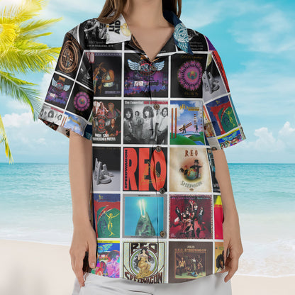 REO Speedwagon Album Collage Hawaiian Shirt –  Rock Music Band Fan Shirt