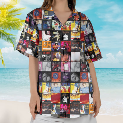 The Cure Retro Music Album Art Mosaic Grid Colorful Hawaiian Shirt – Retro Music Album Art Inspired Unisex Shirt
