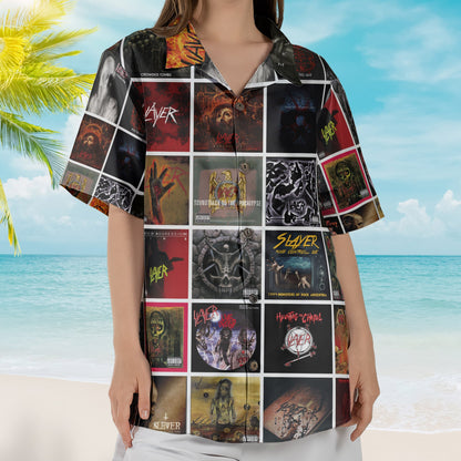 Slayer Album Collage Hawaiian Shirt –  Metal Music Band Fan Shirt