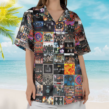 Kiss Album Covers Glam Rock Icon Destroyer Summer Hawaiian Shirt - Unisex Retro Music Album Art Inspired Unisex Shirt
