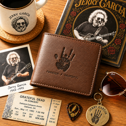 Jerry Garcia Hand Print Wallet – Jerry Garcia Inspired Leather Wallet (With Box)