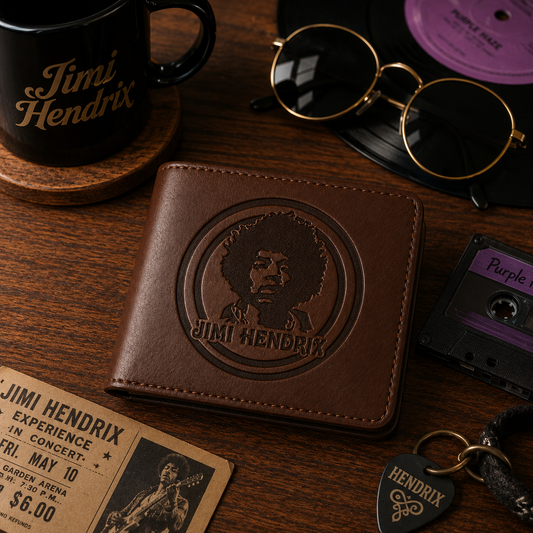 Jimi Hendrix Wallet –  Jimmy Hendrix Inspired Leather Wallet (With Box)