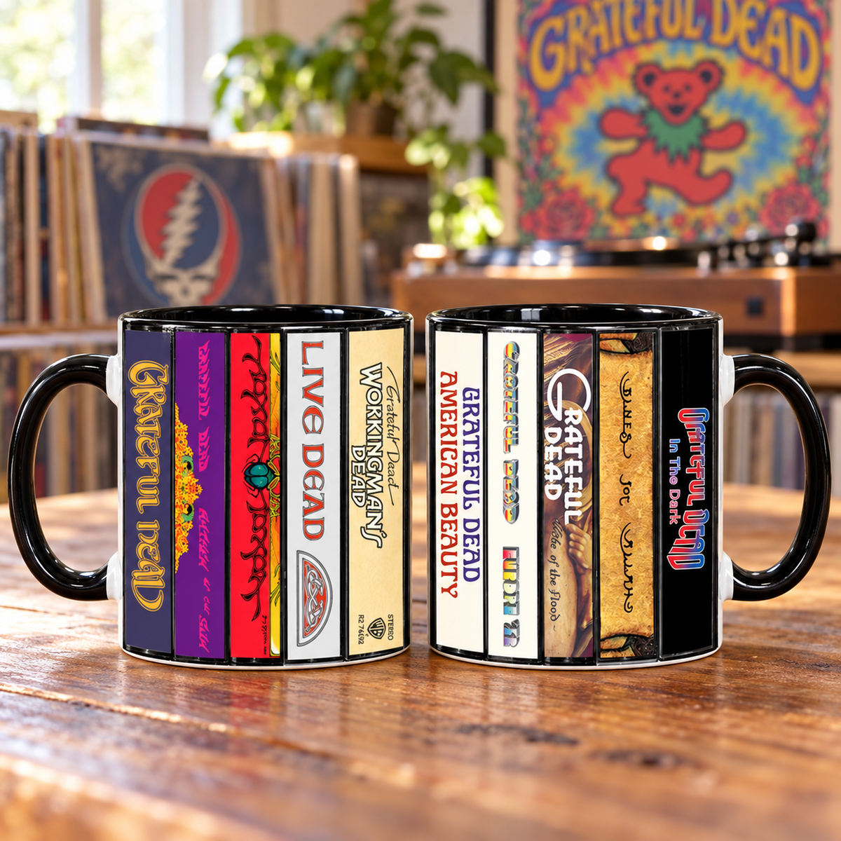 Grateful Dead Cassette Tape Mug, Retro Rock Coffee Cup, Vintage Album Collection Mug, Deadhead Music Lover Gift