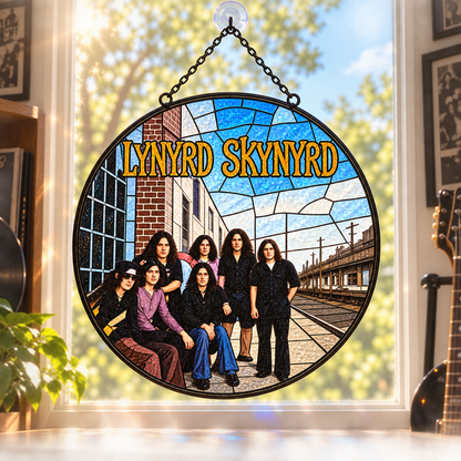 Lynyrd Skynyrd Suncatcher, 9 Album Stained Glass Window Hanging, Southern Rock Music Gift