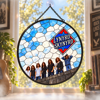 Lynyrd Skynyrd Suncatcher, 9 Album Stained Glass Window Hanging, Southern Rock Music Gift