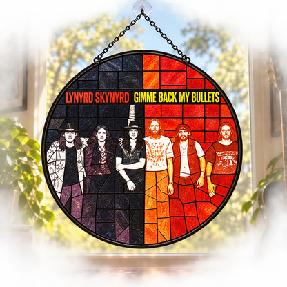 Lynyrd Skynyrd Suncatcher, 9 Album Stained Glass Window Hanging, Southern Rock Music Gift