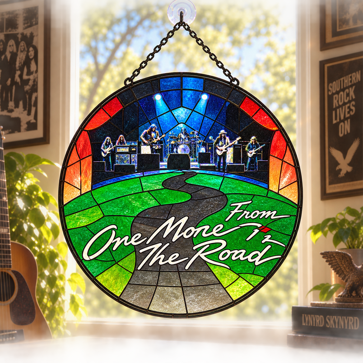 Lynyrd Skynyrd Suncatcher, 9 Album Stained Glass Window Hanging, Southern Rock Music Gift