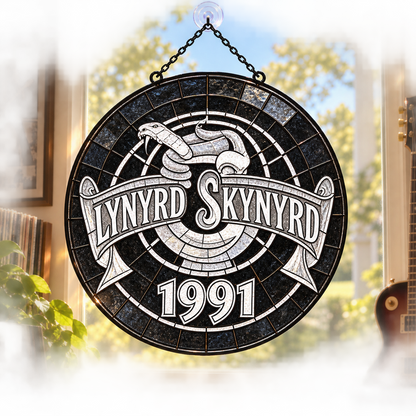 Lynyrd Skynyrd Suncatcher, 9 Album Stained Glass Window Hanging, Southern Rock Music Gift