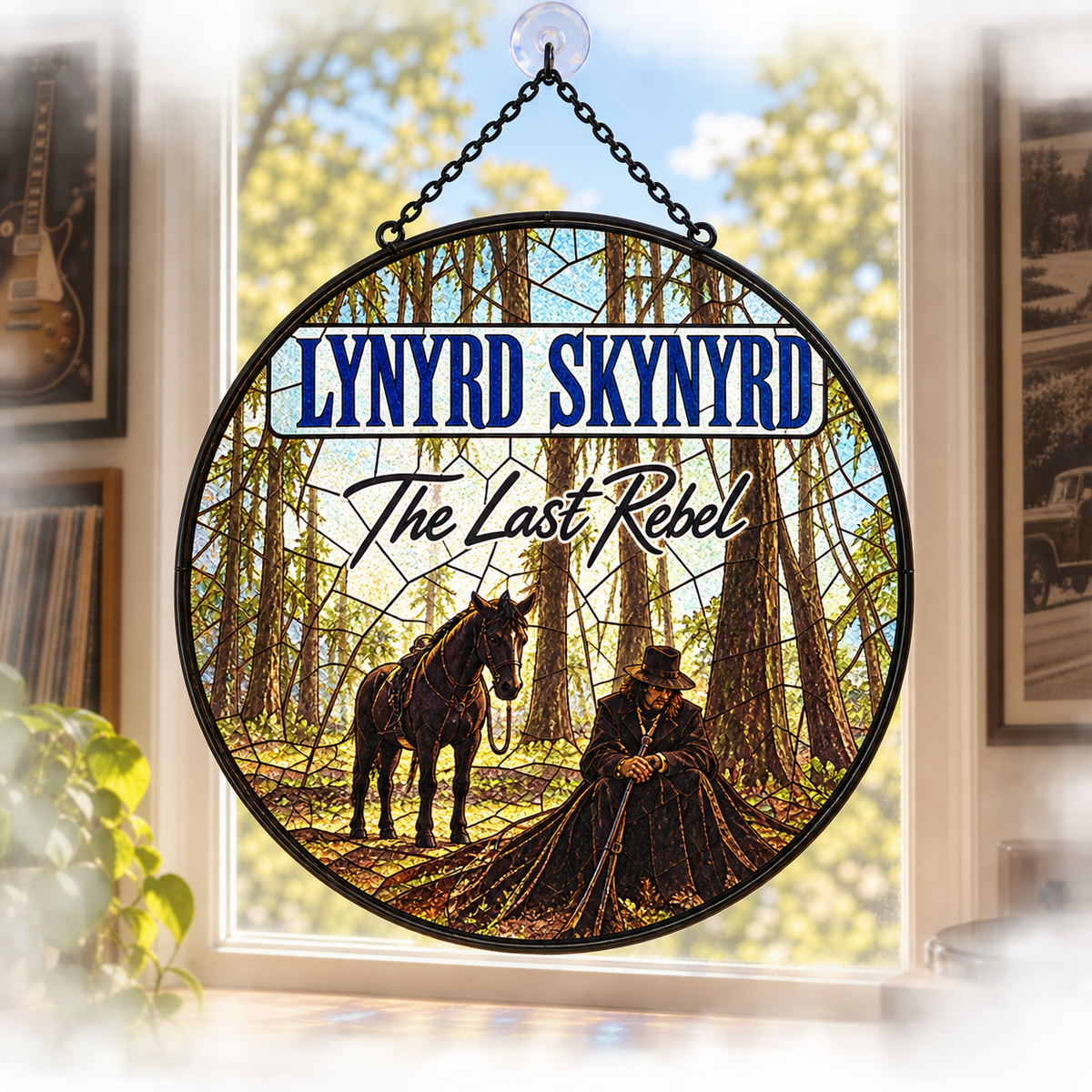 Lynyrd Skynyrd Suncatcher, 9 Album Stained Glass Window Hanging, Southern Rock Music Gift