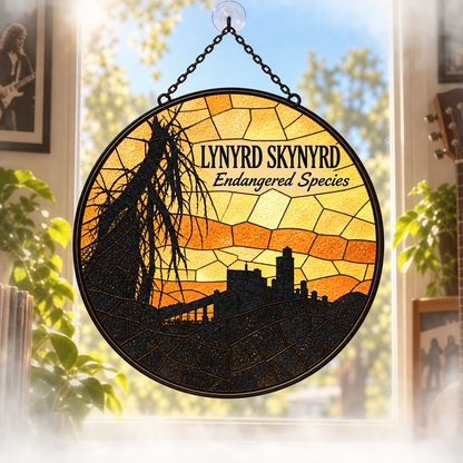 Lynyrd Skynyrd Suncatcher, 9 Album Stained Glass Window Hanging, Southern Rock Music Gift