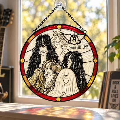 Aerosmith Suncatcher, 9 Album Stained Glass Window Hanging, Toys in the Attic Rocks Classic Rock Music Gift