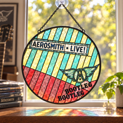 Aerosmith Suncatcher, 9 Album Stained Glass Window Hanging, Toys in the Attic Rocks Classic Rock Music Gift