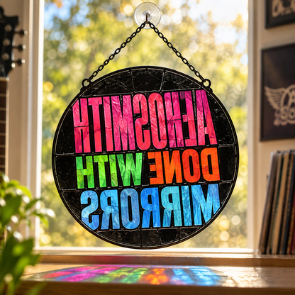 Aerosmith Suncatcher, 9 Album Stained Glass Window Hanging, Toys in the Attic Rocks Classic Rock Music Gift