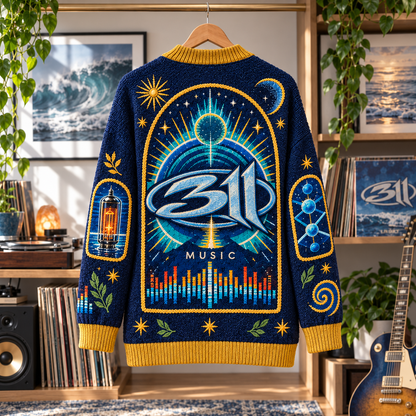 311 Patchwork Cardigan, Grassroots 311 Day Knit Sweater, Alternative Rock Reggae Fusion Vintage Cardigan Gift