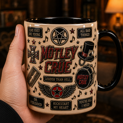 Motley Crue Mug – Kickstart My Heart Vintage Heavy Metal Ceramic Coffee Cup
