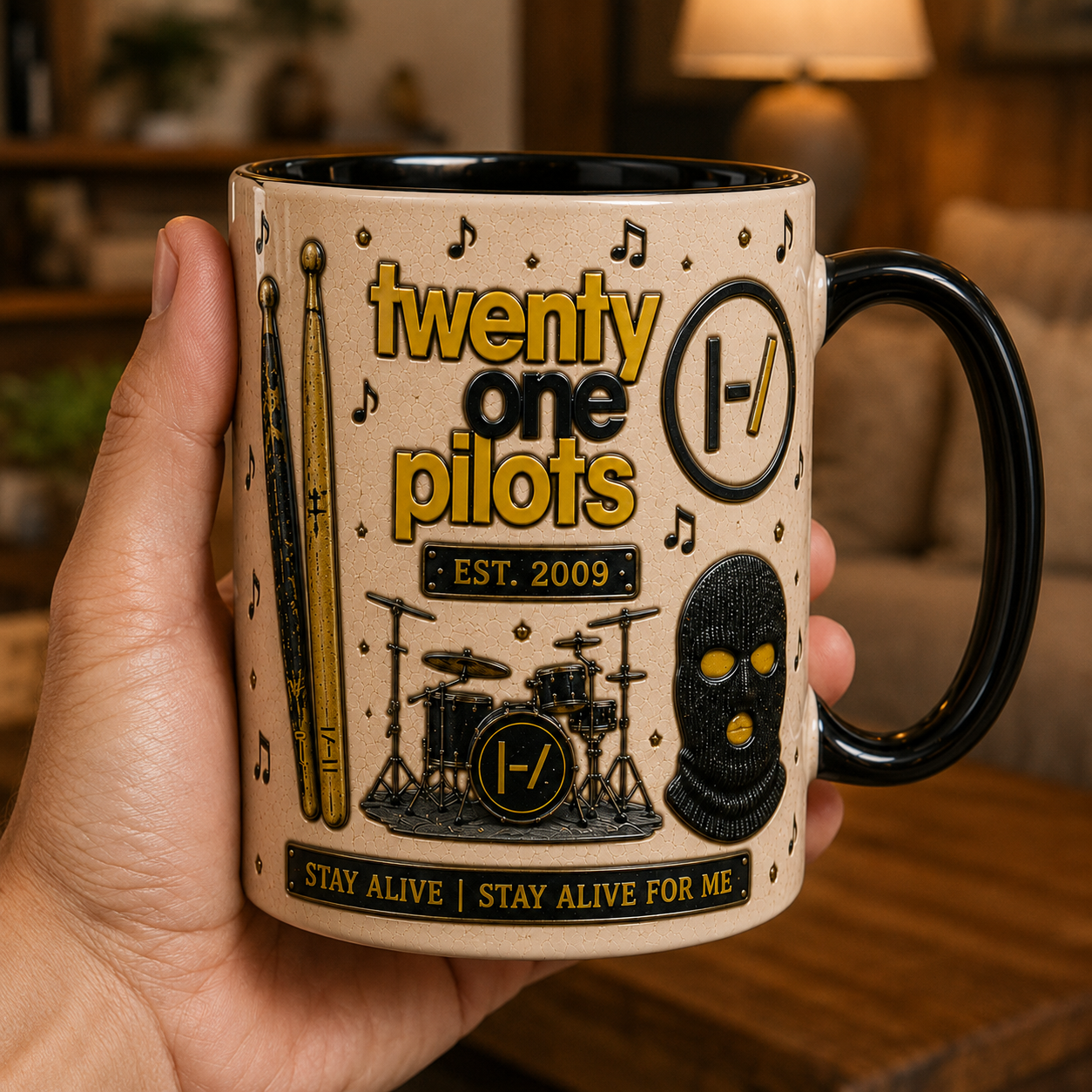 Twenty One Pilots Ceramic Mug – Sometimes Quiet Is Violent Skeleton Fan Gift