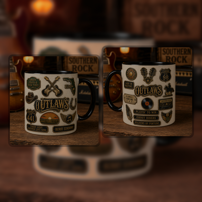 The Outlaws Mug – Green Grass & High Tides Southern Rock Vintage Ceramic Coffee Cup