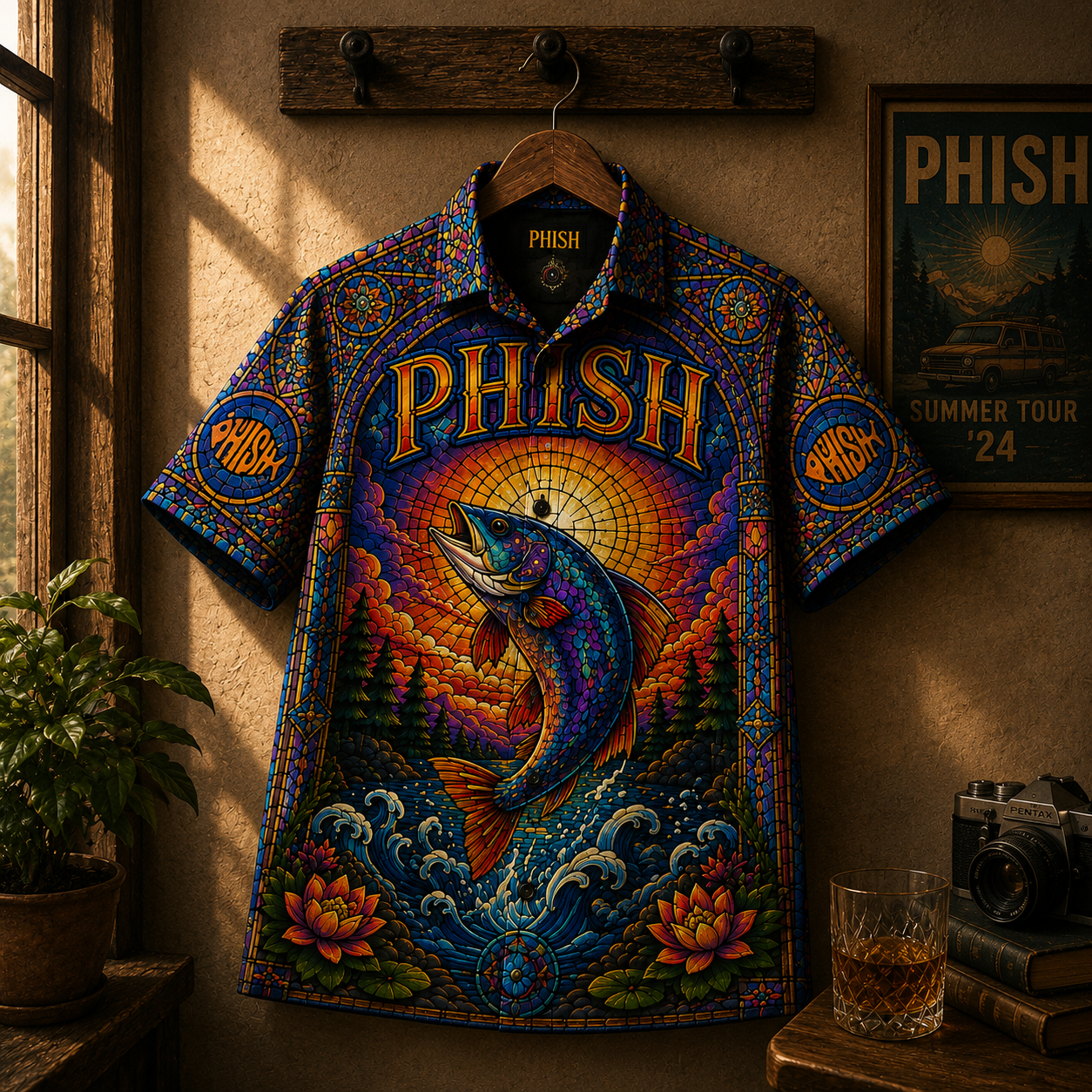 Phish Hawaiian Shirt - Unisex Jam Rock Rainbow Fish Summer Button Up