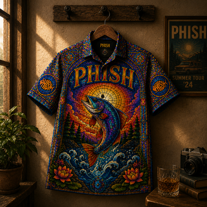 Phish Hawaiian Shirt - Unisex Jam Rock Rainbow Fish Summer Button Up