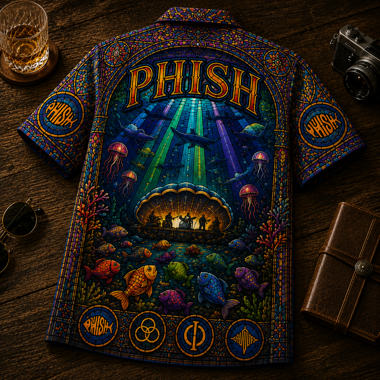 Phish Hawaiian Shirt - Unisex Jam Rock Rainbow Fish Summer Button Up