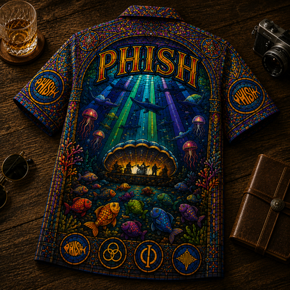 Phish Hawaiian Shirt - Unisex Jam Rock Rainbow Fish Summer Button Up