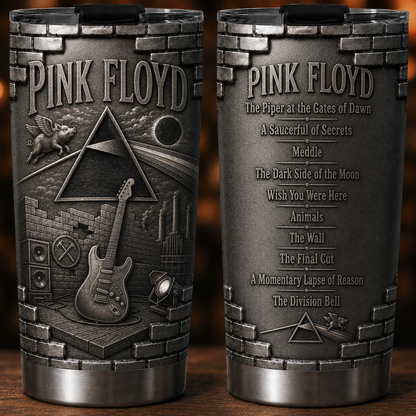 Pink Floyd Dark Side of the Moon Insulated Tumbler - 3D Embossed Prism Travel Cup