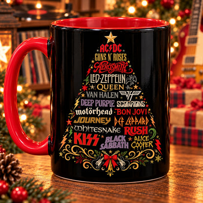 Hard Rock & Heavy Metal Christmas Tree Mug – Rock Band Holiday Mug Fan Gift
