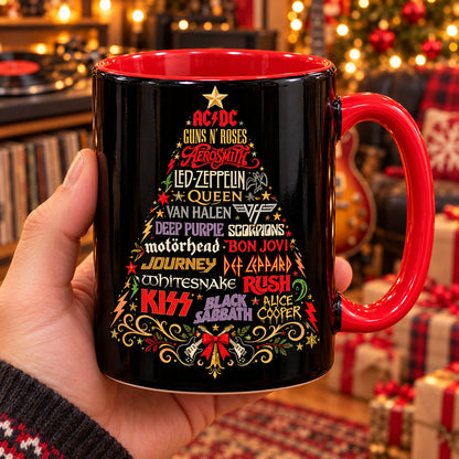 Hard Rock & Heavy Metal Christmas Tree Mug – Rock Band Holiday Mug Fan Gift
