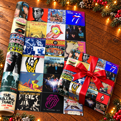 The Rolling Stones Album Covers Wrapping Paper, Classic Rock Band Gift Wrap For Fan